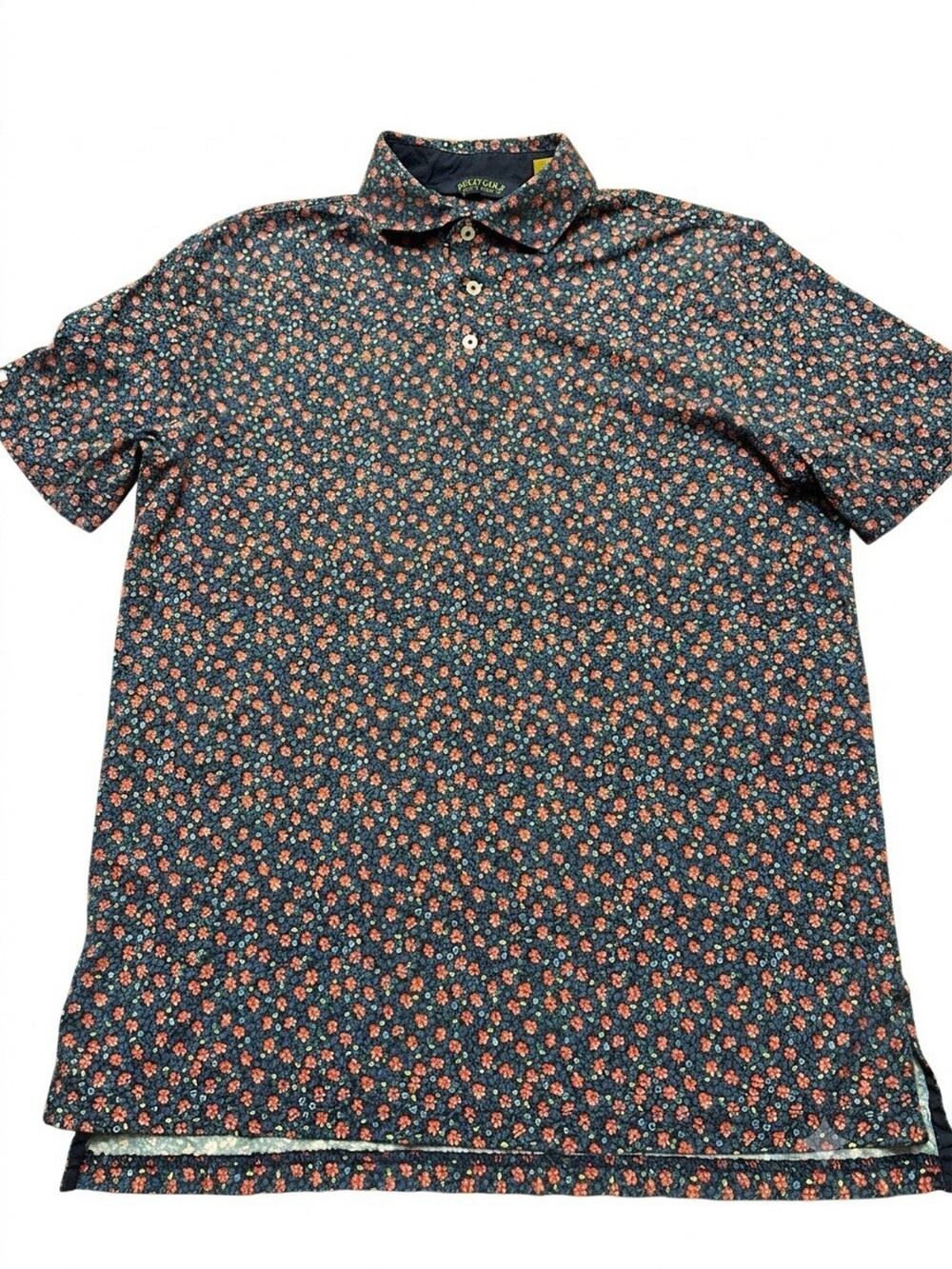 Polo Golf Ralph Lauren Men's Micro Floral Performance Polo Shirt Navy Pink Med
